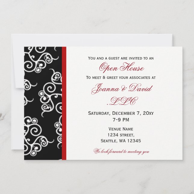 Invitation élégante Red Black White Corporate party Invitatio (Devant)