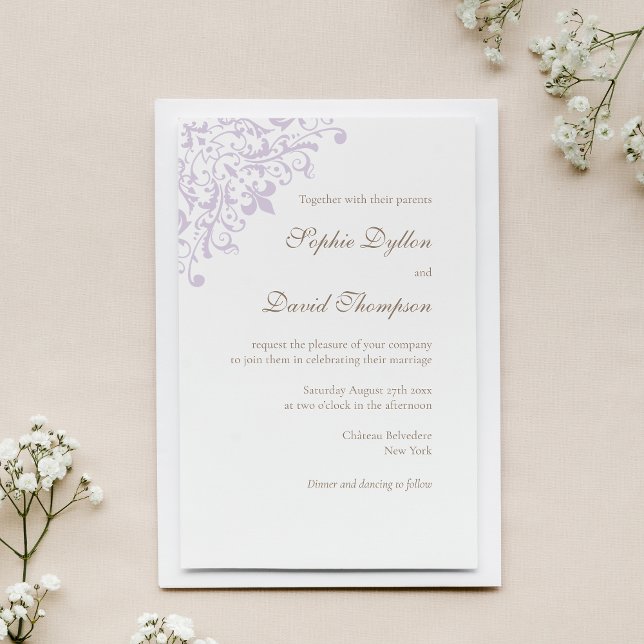 Invitation Élégante Régence Française Purple Fleur de Lis Mot (Créateur téléchargé)