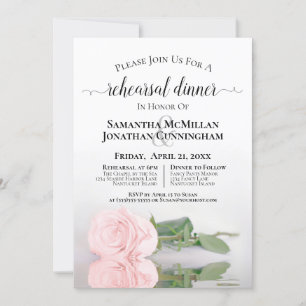 Invitation Élégante répétition Mariage de rose rose rose pâle