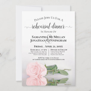 Invitation Élégante répétition Mariage de rose rose rose pâle