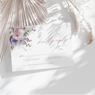 Invitation Élégante réponse de mariage mauve poudré et lavand