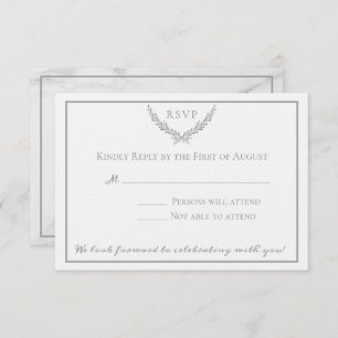 Invitation Élégante réponse du Mariage de marbre et de couron