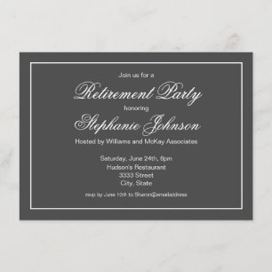 Invitation Élégante retraite Parti gris foncé