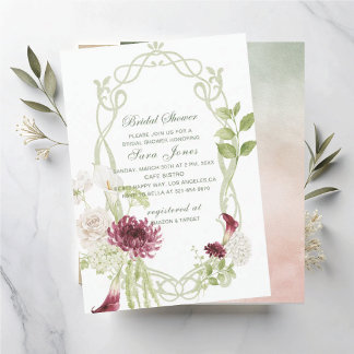 Invitation Élégante robe de mariée aquarelle moderne bordeaux