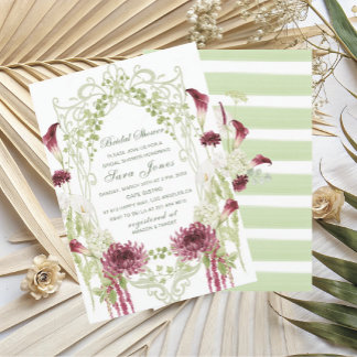 Invitation Élégante robe de mariée aux fleurs bordeaux et ver