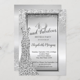 Invitation Elégante robe de Parties scintillant en argent 40e