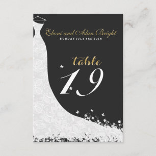 Invitation Élégante robe Mariage dentelle blanche Table 19