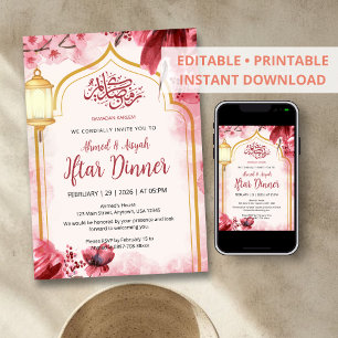 Invitation élégante rose aquarelle florale pour If