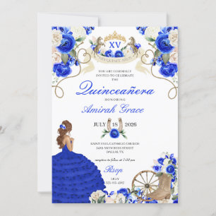 Invitation Elégante Rose Bleue Occidentale Cowgirl Quinceañer