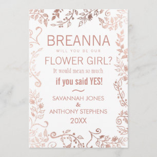 Invitation Élégante Rose Gold Blanc Fleur Fille Fleur