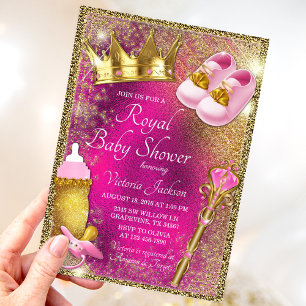 Invitation élégante rose gold pour la baby shower 