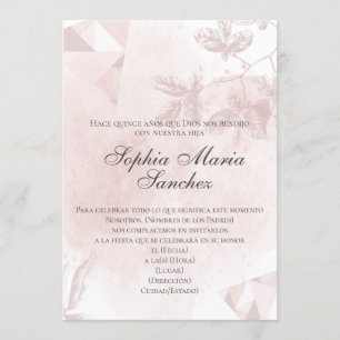 Invitation Élégante rose or rose florale espagnole phraséolog
