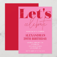Invitation élégante rose pour 29ème anniversaire P