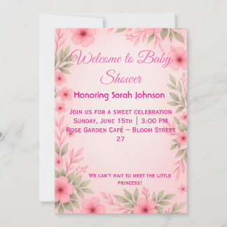 Invitation élégante rose pour la baby shower