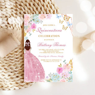Invitation élégante rose pour Quinceañera