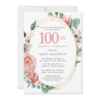 Élégante Rose rose florale 100e fête d'anniversair