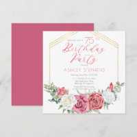 Élégante rose rose | Gold Frame 75th Birthday Part