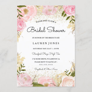 Invitation Élégante Rose Rose nuptiale douche