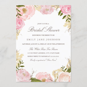 Invitation Élégante Rose Rose nuptiale douche