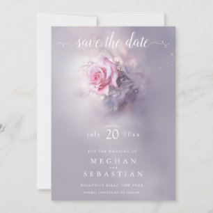 Invitation Elégante rose rose rose sur Dusty Lilac