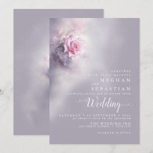 Invitation Elégante rose rose rose sur Dusty Lilac