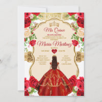 Élégante Roses Rouge Lumineuses Princesse Quinceañ