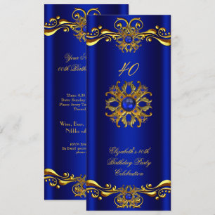 Invitation Elégante Royal Blue Jewel Gold Birthday Party 3