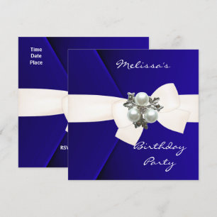 Invitation Elégante Royal Blue Velvet Pearl