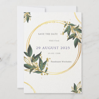 Invitation Elegante Save the Date Carton - Or & Vert