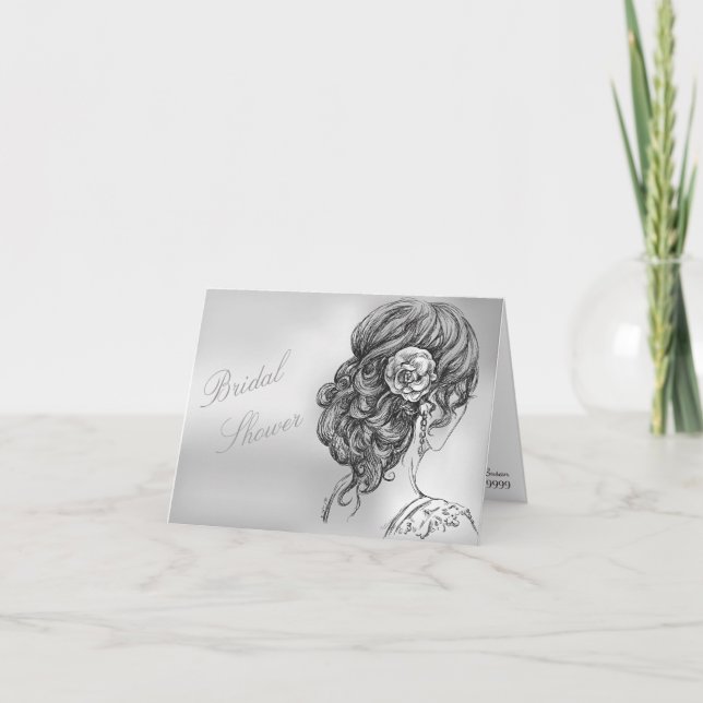 Invitation Elégante Silver Bridal Showeuse (Devant)