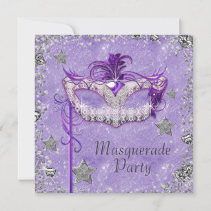 Invitation Élégante Soie violette Masquerade Party