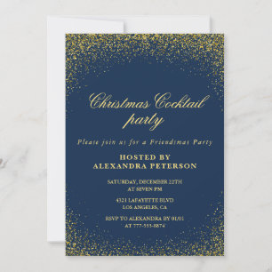Invitation Élégante soirée cocktail de Noël Or Marine Glam
