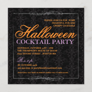 Invitation Élégante soirée Cocktail Halloween en dentelle noi