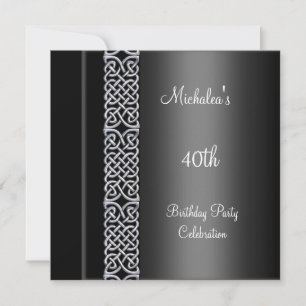 Invitation Elégante soirée de 40e anniversaire Black Silver T