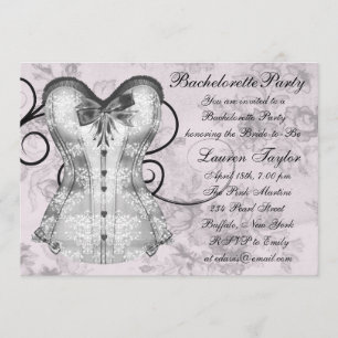 Invitation Élégante soirée de bachelorette rose et gris