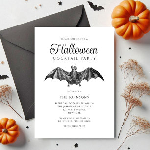 Invitation Élégante Soirée de Cocktail Chauve-Souris Gothique