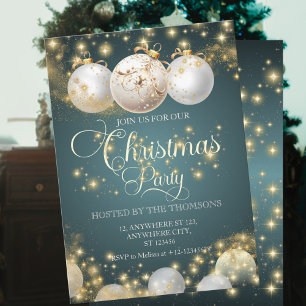 Invitation Élégante Soirée de Noël Or Sparkling