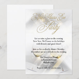 Invitation Élégante soirée de réveillon blanche