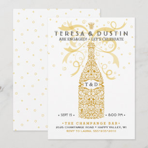 Invitation Élégante soirée d'engagement en bouteille de champ