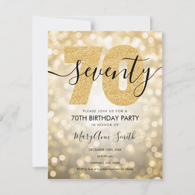 Invitation Élégante Soirée d'or moderne 70e anniversaire (Devant)