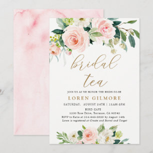Invitation Elégante soirée thé nuptiale Blush Watercolor