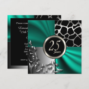 Invitation Élégante Soirée verte 25 ans