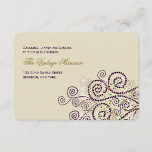 Invitation Elégante Spirales Boho violet Réception de mariage