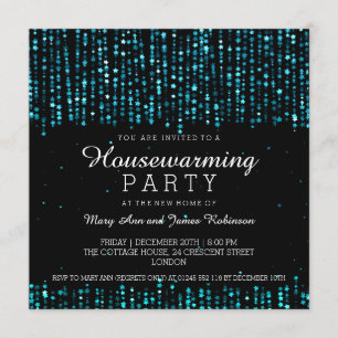 Invitation Élégante Star Confetti Turquoise