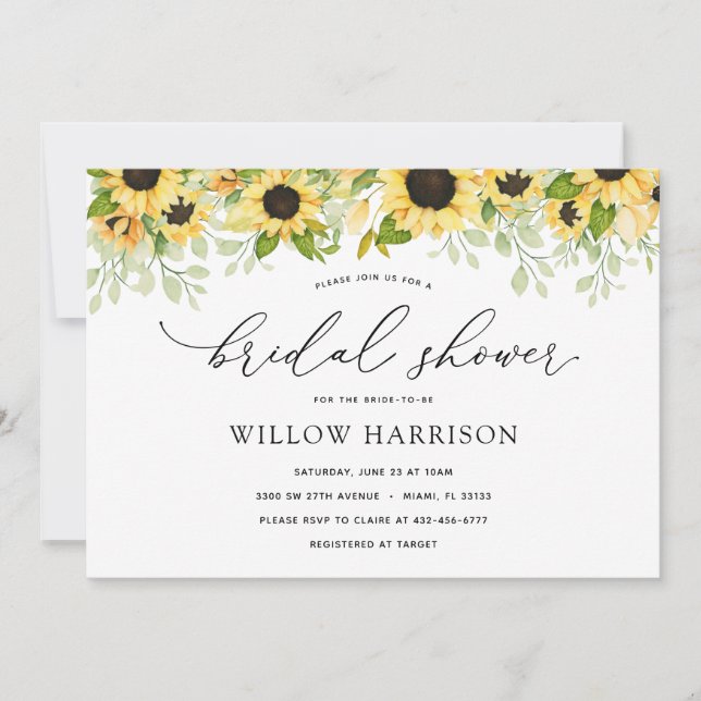 Invitation Élégante Sunflower Bridal Show (Devant)