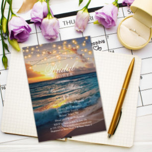 Invitation Elégante Sunset Beach String Fête des mariées