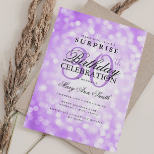 Invitation Élégante SURPRISE 30e anniversaire Lumières violet