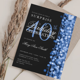 Invitation Elégante surprise 40e anniversaire Sparkles Navy