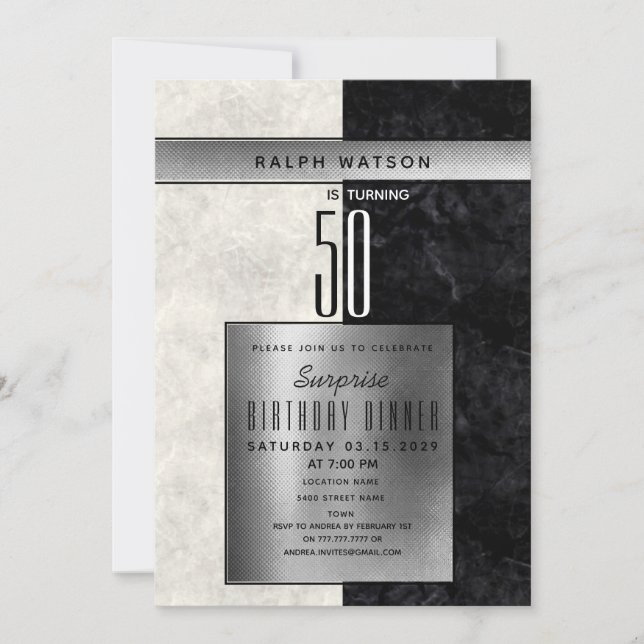 Invitation Elégante surprise 50e anniversaire (Devant)