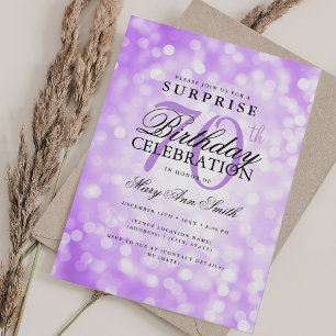 Invitation Élégante SURPRISE 70e anniversaire Lumières violet
